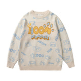 Men Fall Outfits Bear Cute Couple Sweater Casual Knitted Top