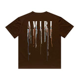 Amiri T Shirt Color Ink Splash Paint Colorful Casual Round Neck