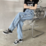 Harajuku Clothing Men Classic Retro Pants Straight Leg Pan High Waist Jeans Spring and Autumn Summer Straight Wide Men and Women