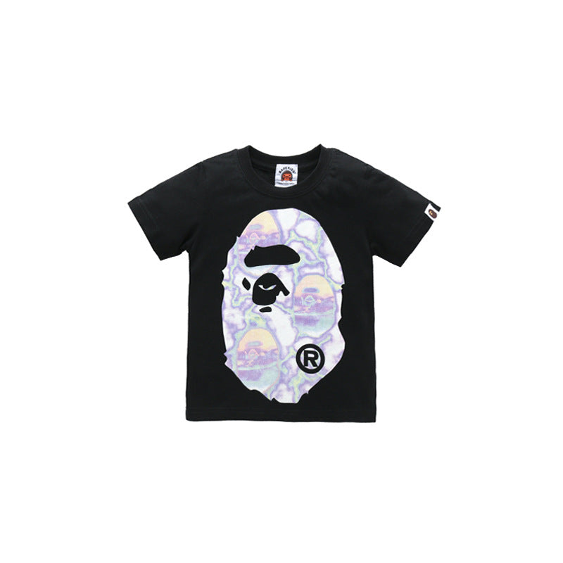 A Ape Print for Kids T Shirt Children's Short-Sleeved T-shirt Hip Hop Men's Short-Sleeved T-shirt