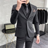 Men Suit Slim Fit 2 Buttons Thickening Three-Piece Set