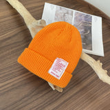 Mens Beanies Knitted Hat Candy Color Woolen Cap Autumn and Winter Patch Letters Skullcap
