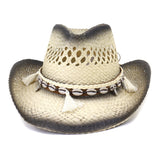 Wester Hats Men and Women Outdoor Travel Sun Protection by the Sea Beach Hat Sun Hat Western Painted Lacquer Straw Cowboy Hat