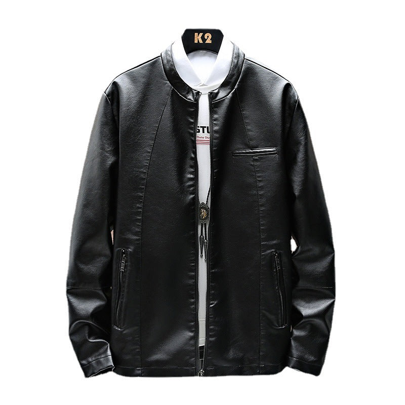 Spring Men's Leather Baseball Collar PU Leather Men's Clothing Youth Coat Men Pu Jacket