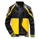 Two Tone Leather Jacket Youth Cool Short Leather Jacket Men's Motorcycle Spring and Autumn Coat