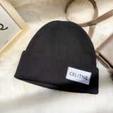 Mens Beanies Japanese Style Alphabet Patch Knitted Hat Women's Autumn and Winter Hip Hop Skullcap