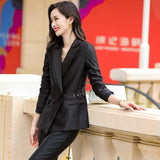 Women Pants Suit Uniform Designs Formal Style Office Lady Bussiness Attire Fashion Autumn Two-Piece Set