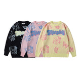 Men Fall Outfits Hip Hop Bear Jacquard Loose-Fitting Pullover Sweaters Coat