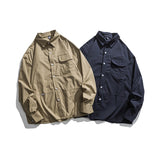 Men Shacket Long Sleeve Autumn Shirt Autumn Casual Polo Collar Workwear Shirt Simple Couple Coat