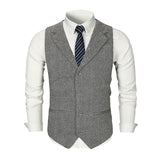 Mens Dress Vests Business Waistcoat Autumn and Winter Solid Color Lapel Men's Slim Fit