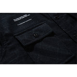 Men Shacket Long Sleeve Autumn Shirt Autumn Dark Green Plaid Three-Dimensional Pocket Shirt for Men