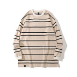 Men Fall Outfits Vintage Stripe Casual Loose Long Sleeve T-shirt Top