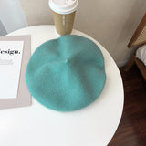 Beret Hat Pure Color Wool Women's Autumn and Winter Painter Cap Retro