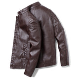 1970S East West Calfskin Motorcycle Jacket, Biker's Leather Jacket Men's Spring and Autumn Stand Collar PU Leather Jacket