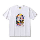 A Ape Print T Shirt Summer Candy Camouflage Ape Head Printed Short Sleeve T-shirt