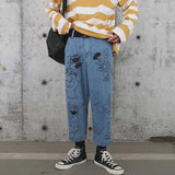 Anime Print Jeans Denim Pants Summer Retro Cartoon Student