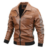 80's Leather Jacket Spring and Autumn Men's Leather Jackets Velvet Youth Motorcycle Leather Coat Men's Coat