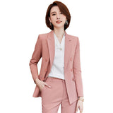 Women Pants Suit Uniform Designs Formal Style Office Lady Bussiness Attire Spring and Autumn Style In Pink Fashion Business Tailored Suit Formal Clothes