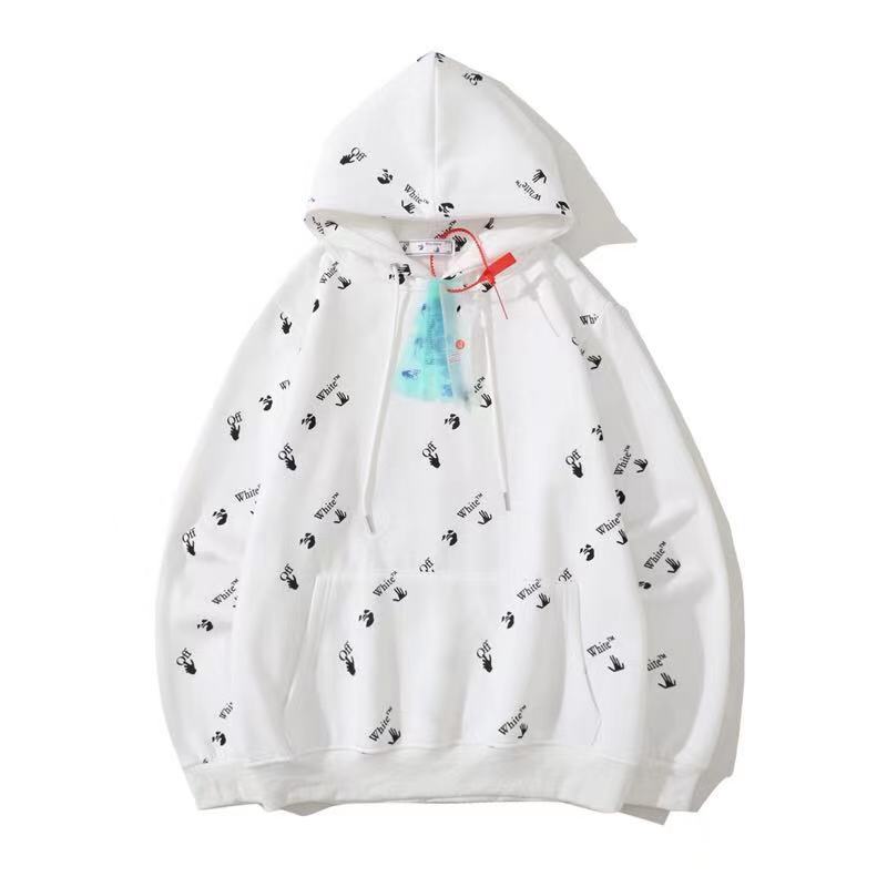 Autumn And Winter Full Printed Palm Letter Pullover Velvet Padded Hooded Sweatshirt