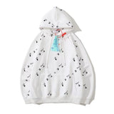 Autumn And Winter Full Printed Palm Letter Pullover Velvet Padded Hooded Sweatshirt