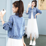 Pearl Jean Jacket Beaded Denim Jacket Women's Short Jacket Top