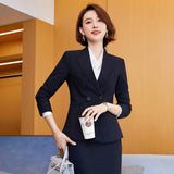 Women Pants Suit Uniform Designs Formal Style Office Lady Bussiness Attire Navy Blue Spring Business Suit