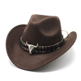 Wester Hats Western Cowboy Hat Ox Horn Woolen Jazz Top Hat Male Ladies' National Style Felt Cap
