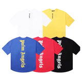 Palm Angels Angel Vertical Bar Letter Printing Batwing Sleeve Drop Shoulder T-shirt Loose Men and Women