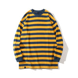 Men Fall Outfits Vintage Stripe Casual Loose Long Sleeve T-shirt Top