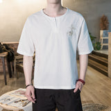 Men's T-shirt Casual plus Size Top Summer Men's Loose Half Sleeve T-shirt Retro