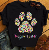 Mens Easter Shirts Puppy's Paw Print Round Neck