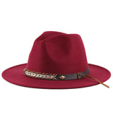 Fedora Hat Couple's Autumn and Winter Woolen Hat Flat Brim Jazz Top Hat