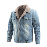 Urban Leather Jacket Men's Denim Coat Fall/Winter Jacket Fleece-Lined Warm