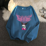 Kuromi Hoodie Fashion Flower Couple round-Neck Sweater Top for Women