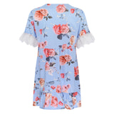 Russian Style Dress V-neck Printed Lace Stitching Lace Cool Dress