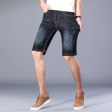 Men Jean Shorts Summer Men's Jeans Middle Pants Stretch Korean Washed-out Casual