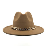 Fedora Hat Golden Chain Woolen Top Hat Fedora Hat Top Hat