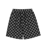 Men Jean Shorts Plaid Denim Shorts Men's Idle Style Trendy Baggy Straight Trousers Summer Casual Shorts