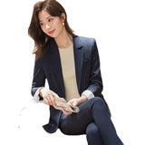Women Pants Suit Uniform Designs Formal Style Office Lady Bussiness Attire Winter Slimming Long-Sleeve Working Clothes Spring and Autumn