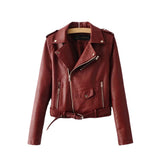 Hot Pink Motorcycle Jacket Motorcycle Leather Women's Irregular Zipper Slim Fit Belt Loop PU Leather Jacket