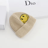 Mens Beanies Woolen Cap Women's Autumn and Winter Smiley Face Logo Knitted Hat Casual Skullcap