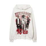 Mens Fall Outfits Portrait Printing Terry Hooded Sweater Couple Loose Top