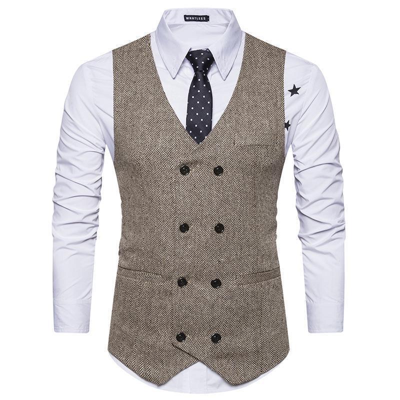 Tuxedo Vests Men Suit Spring/Summer Vest European Size Retro Casual Slim Fit Men