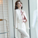 Women Pants Suit Uniform Designs Formal Style Office Lady Bussiness Attire Black Autumn Work Clothes White Collar Business Wear