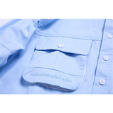 Men Shacket Long Sleeve Autumn Shirt Autumn Solid Color Three-Dimensional Pocket Shirt