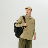 Men Shacket Long Sleeve Autumn Shirt Casual Shirt Loose Long Sleeve Lapel Shirt for Men