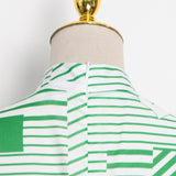 Green Fairycore Dress Pastoral Style Green Dress Autumn Small Stand Collar Single-Breasted Printing and Dyeing High Waist Big Swing Dress