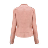 Studded Jackets Women's Rivet Leather Jacket Women's Fashion Jacket Lapel Motorcycle Clothing