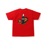 A Ape Print Baby Milo For Kids Shirt Man And Woman Cartoon Summer Red Round-Neck Cotton Thin Casual T-shirt Short Sleeve