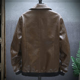 80's Leather Jacket Autumn Men's Leather Jacket Jacket Badge Labeling Embroidered Motorcycle Leather Coat